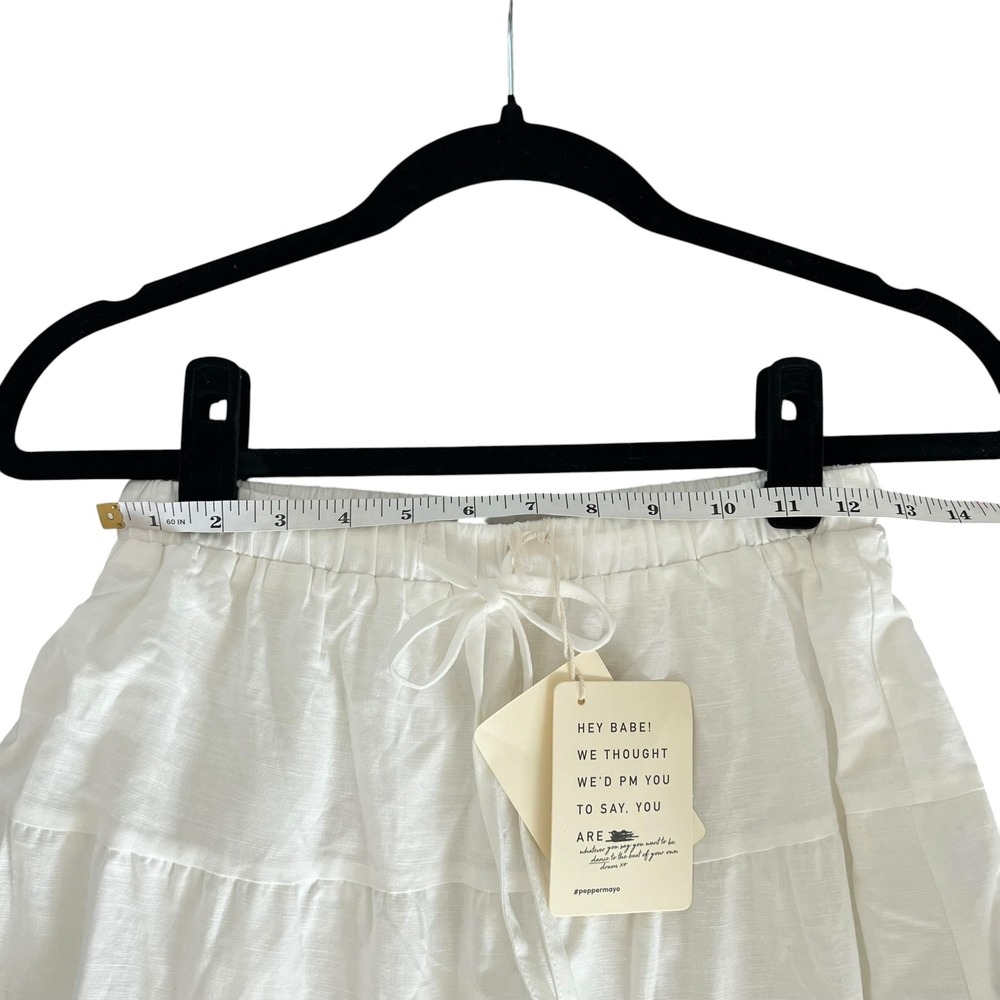 NWT Peppermayo Mariella White Linen Cotton Maxi Tiered Skirt SZ 2 Coastal Beach - Picture 9 of 10